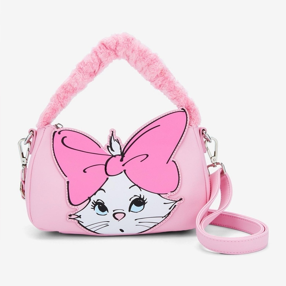 NWT Loungefly Disney Aristocats Marie Fuzzy Handle Pink Crossbody Bag